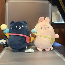 BK7552-1 Gokigen Odekake collection, featuring a pink bunny and a blue cat, both holding ice cream cones
