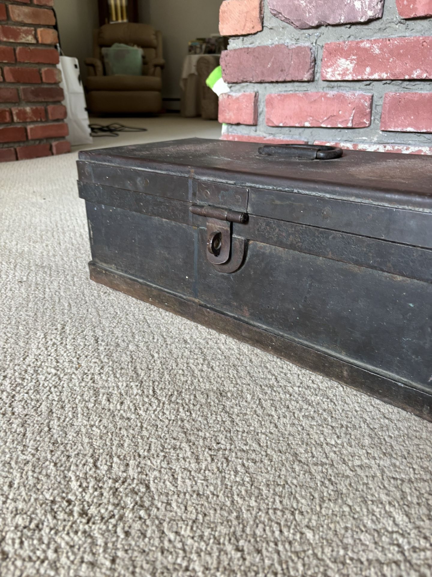 Vintage Metal Box (heavy) With Latch (lock Not Included)