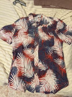Brooks Brothers 1818 Regent Fit Short-Sleeve Tropical Palm Leaf Button-Up Shirt Mens M