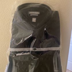 Brand New Van Heusen Black Button Up Shirt Size 17 1/2  34/35