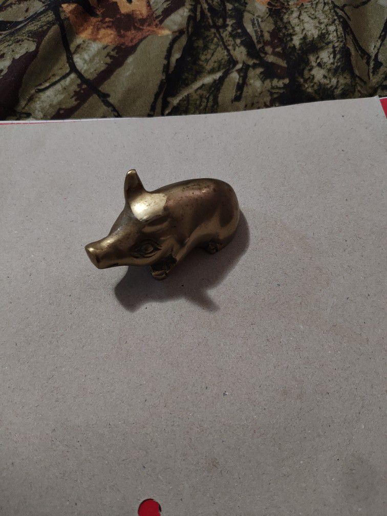 Vintage Brass Pig Paperweight 