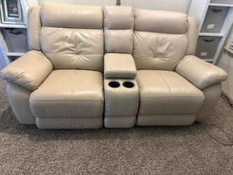 Light beige leather couch for sale