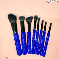 Blue Bling Make Up Brush Set