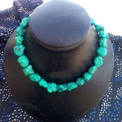 Turquoise Chunk Choker Necklace - Indian Native