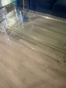 3-Piece Glass Coffee & End Table Set – $130