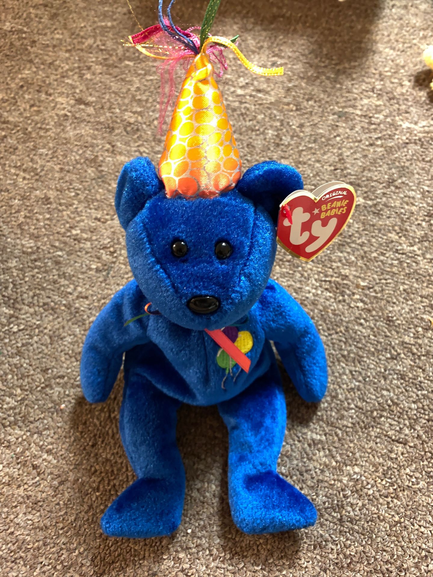 Ty Beanie Babies Happy Birthday Bear Beanbag Plush Blue 2006 Original Retired