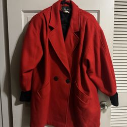 Vintage Jonathan Stevens Red Wool Jacket Womens Medium Double Breasted Size 12 