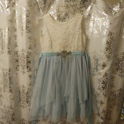 Girls Dress White And Light Blue Size 14/16