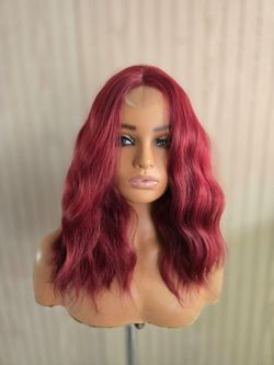 Burgundy  14" synthetic hair wig new wavy