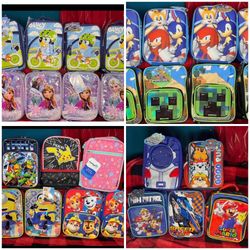 Reusable insulated lunch bags with mesh water bottle pocket and handle.