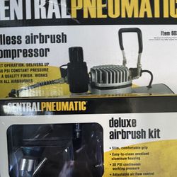 Central Pneumatic Deluxe Air Brush With Compressed