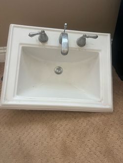 Kohler White Porcelain Overmount Sink + Faucet