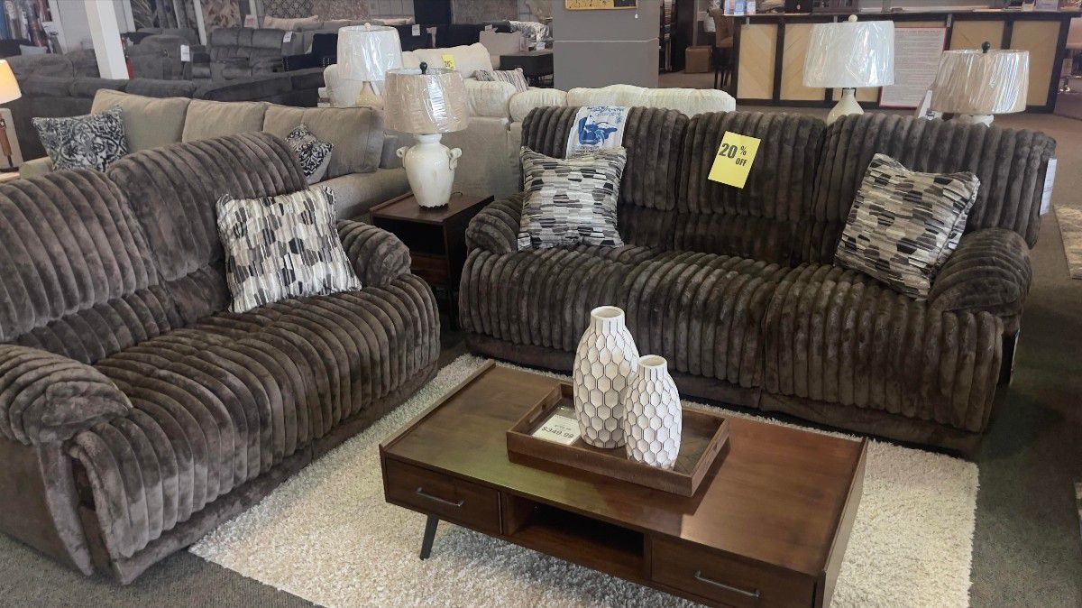 2pc Brown Reclining Sofa&Loveseat Livingroom Set,  Furniture Couch Sofa (now 20% off) 