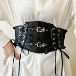 Punk Style Lace Up Wide Belt Goth Gothic Emo Alternative