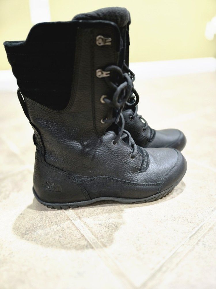 The North Face Women's Black Leather Purna Luxe Winter Snow Boots, Size 8.5