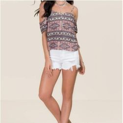 Blue Rair Off The Shoulder Spaghetti Strap Top NWT