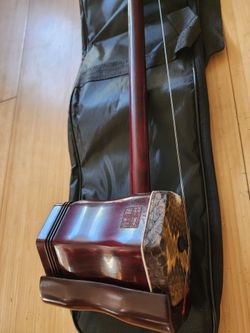 Beautiful Chinese Erhu Violin Fiddle Purple Sandalwood w Bow & Softcase Nice Set