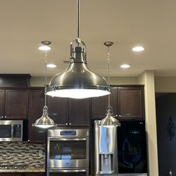 (3) Industrial Style Brushed Nickel Indoor Kitchen Lights 