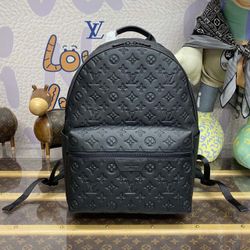 Authentic New Louis Vuitton Black Calf Leather Monogram Discovery Backpack  