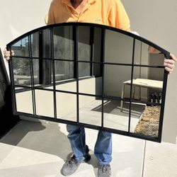 New 43x28 Inch Tall Wall Home Decor Decorative Bathroom Mirror Black Steel Frame Indoor Furniture 