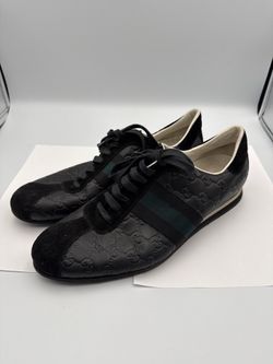 NEED REPAIR!! Gucci GG Monogram Black Leather Sneaker Size 11,5 G (US 12 Men's)