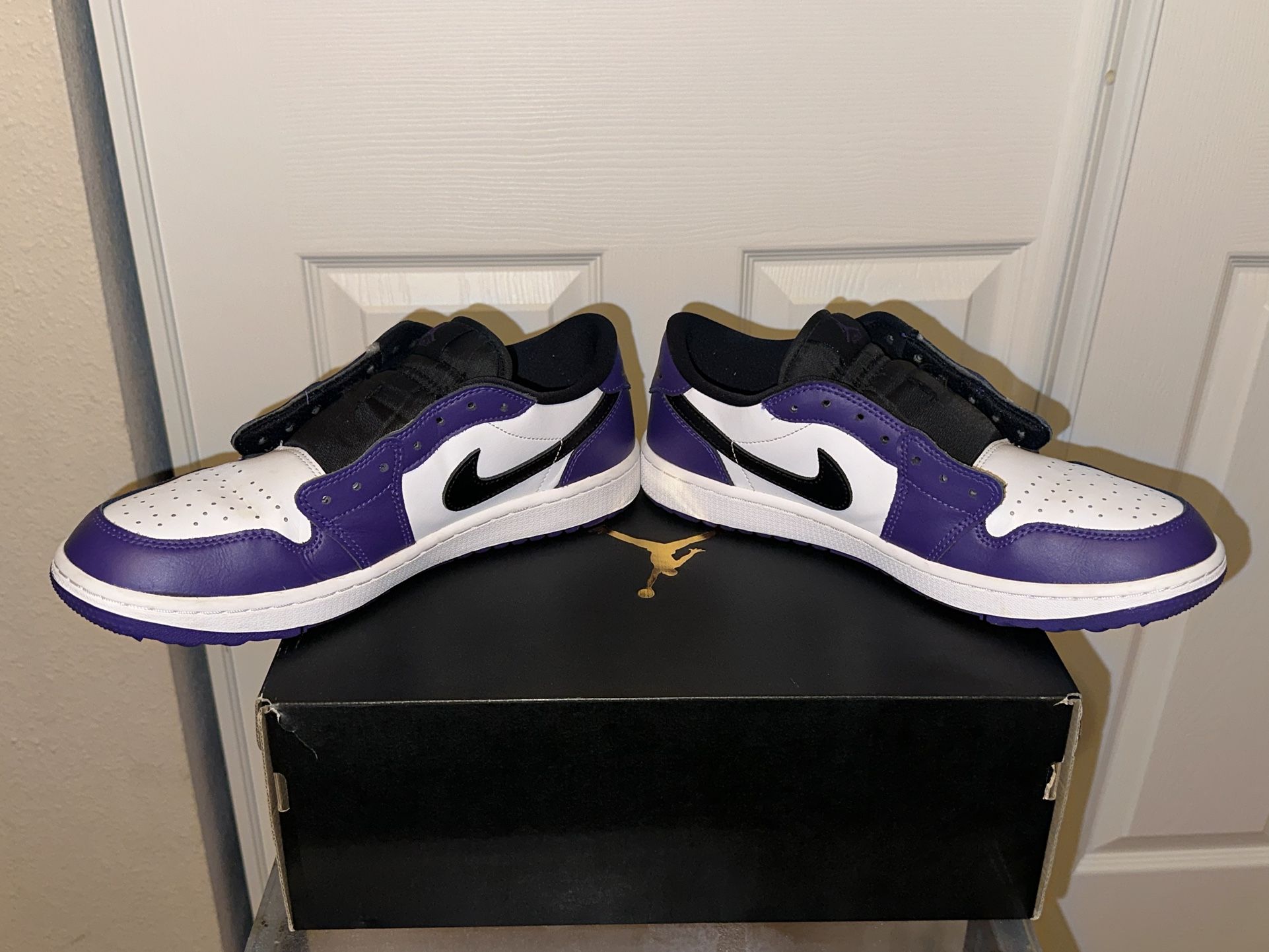 Court Purple Jordans Black And Purple 1s Jordan Retro Low Golf 
