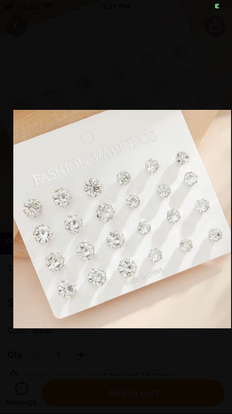 12pcs Zircon Decor Stud Earrings