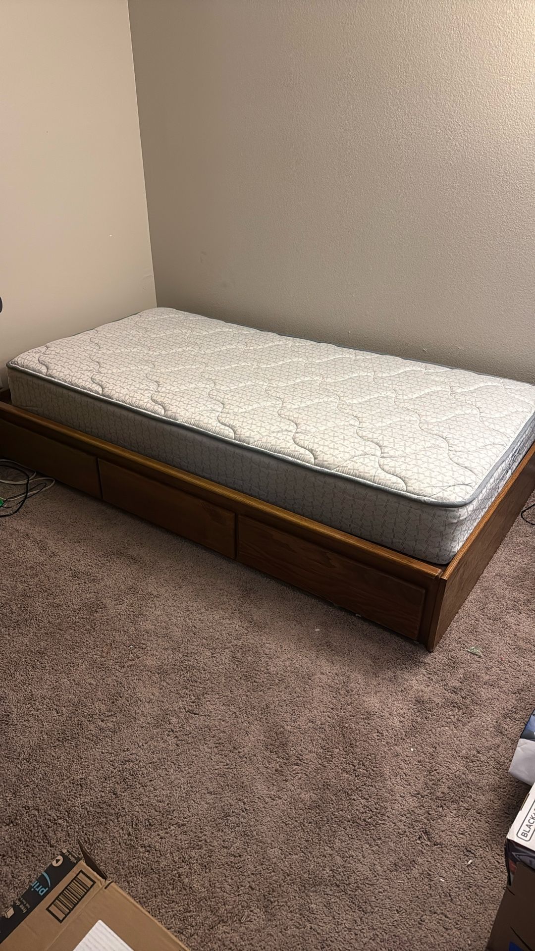 Twin Bed Mattress And Oak Frame