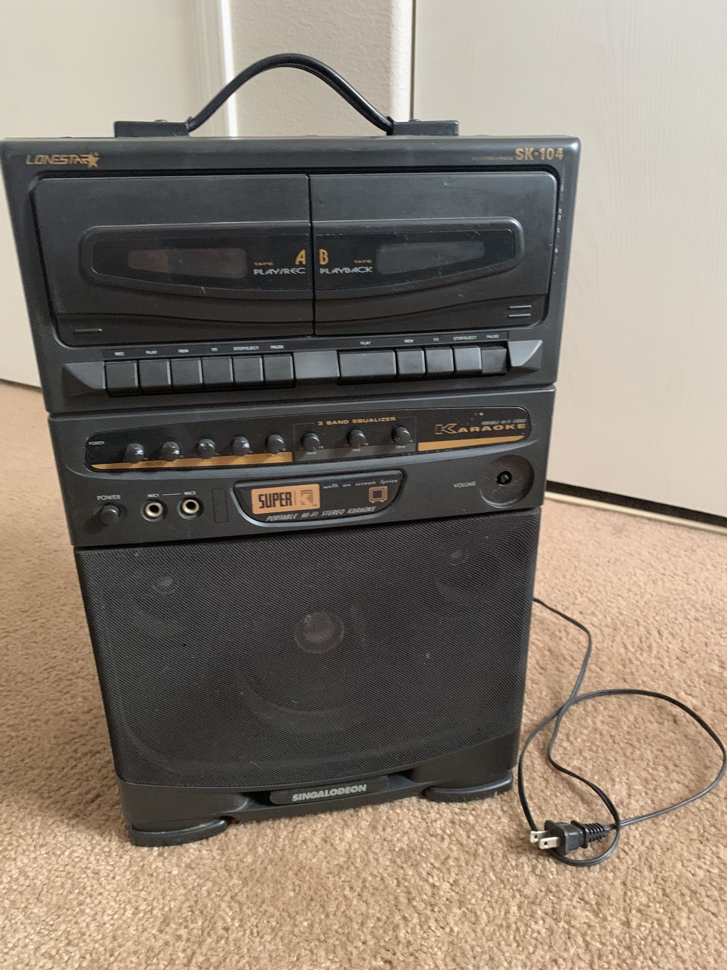 Vintage Cassette Tape Boombox SK-104 Karaoke Stereo System
