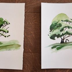 Watercolor Painting "Landscape " Set of 2 ,Size 7.5x 10" each 