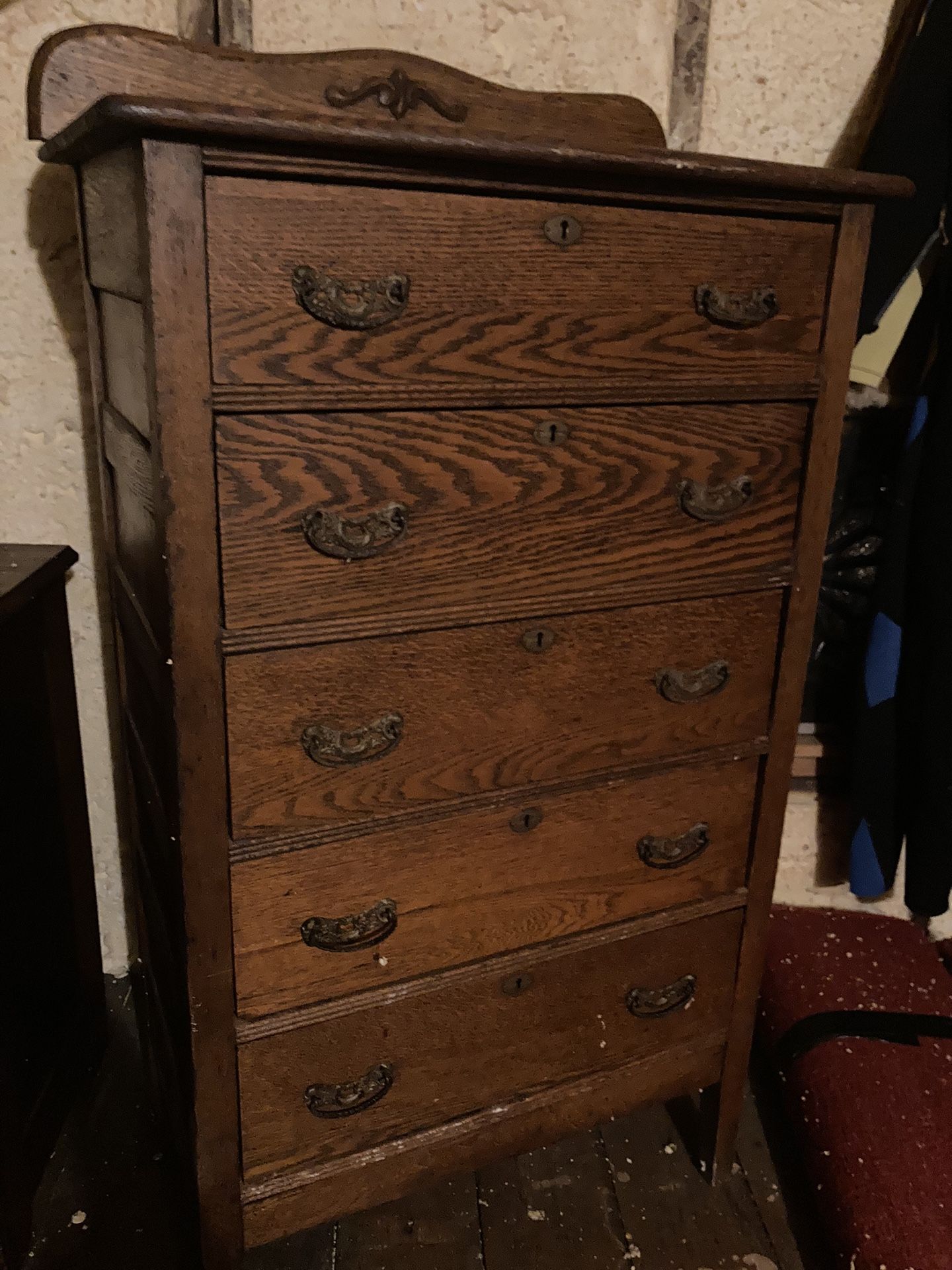 Antique Tall Oak Dresser