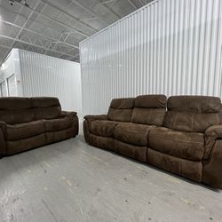Ashley Microfiber Set (Reclinable Sofa & stationary Loveseat)