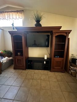 Traditional Wood Entertainment Center with Side Piers