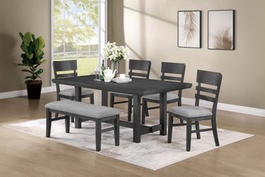 6 Piece Dining Set - Charcoal Color