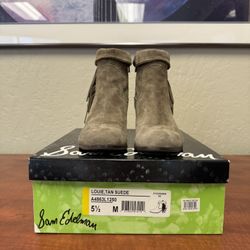 Sam Edelman “Louie” Tan (Taupe) Suede Fringe Booties Women’s Size 5-1/2 M