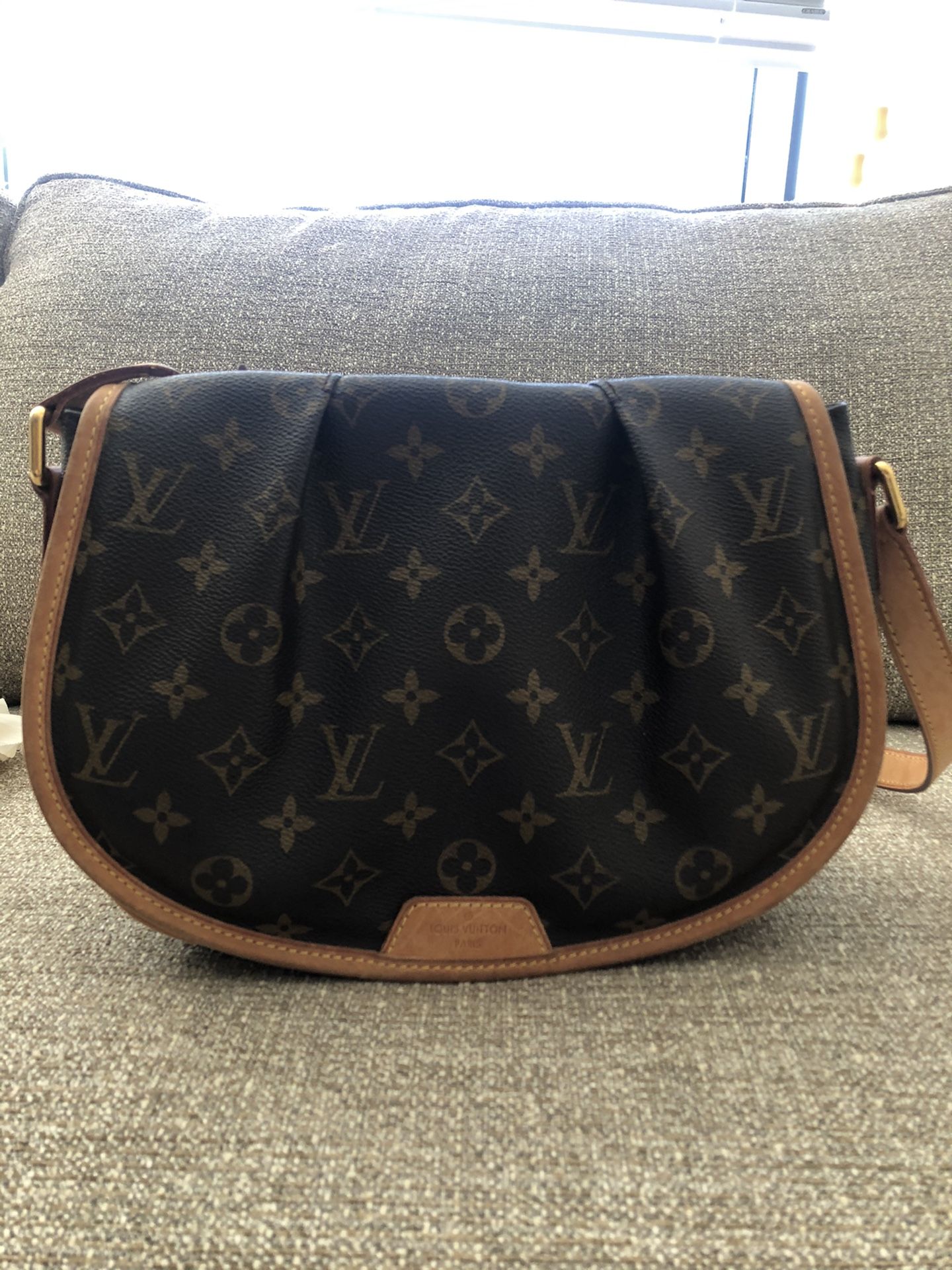 Louis Vuitton Menilmontant PM Monogram Canvas Brown Leather Cross Body Bag