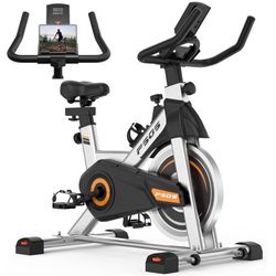 Exercise Bike, Stationary Bikes for Home Gym,Workout Bike with Belt Drive, Indoor Cycling Bike with Digital Display & Comfortable Seat Cushion-Silver