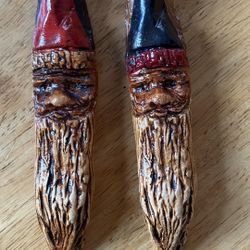 Vintage Hand Carved Wood Spirit Old Man Tree Face Carving~ ornaments
