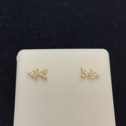 Arrow Diamond 14k Gold Earrings New 