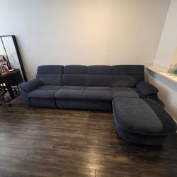 Beautiful Comfortable Large Blue Sectional with Storage