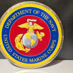 Official U.S. Marine Corps Wall Plaque – 14” Round Foam Sign – Military Decor
