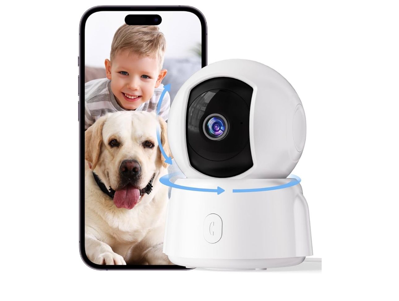Golspark Indoor Security Camera 2K, Pet Camera for Home Security, Dog Cam Pan/Tilt, Motion Tracking, 2-Way Audio, Night Vision Baby Monitor, Siren Ale