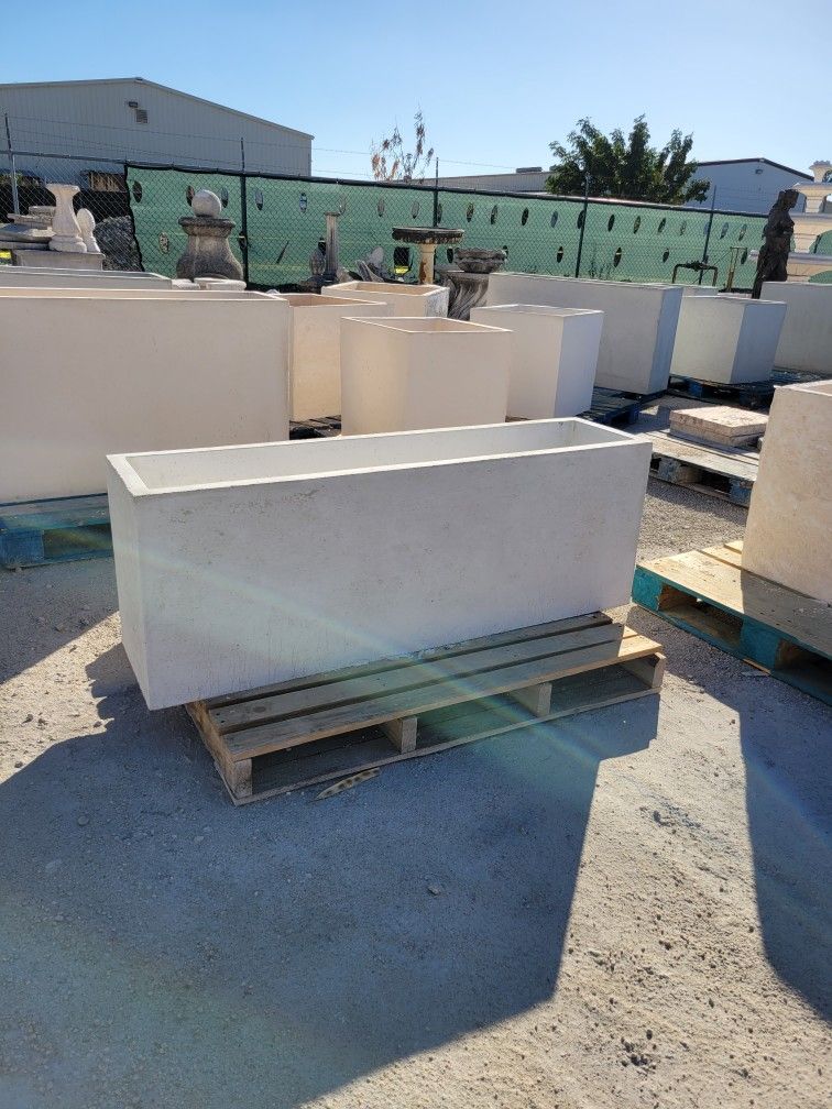 Concrete Large Rectangular Planters / Cement Backyard Patio Garden Planter Pots