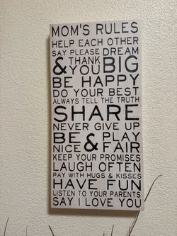 Mom's Rules Decorative Wall Sign