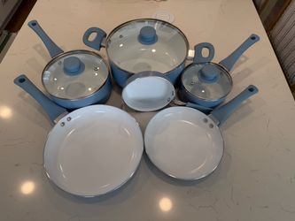 Blue Ceramic Nonstick Cookware Set