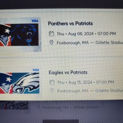 Pats Panthers and Eagles Preseason Tix