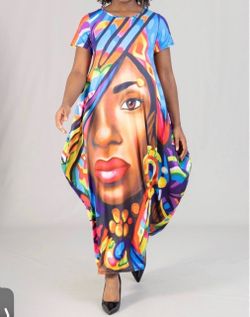 Colorful Art Print Maxi Dress