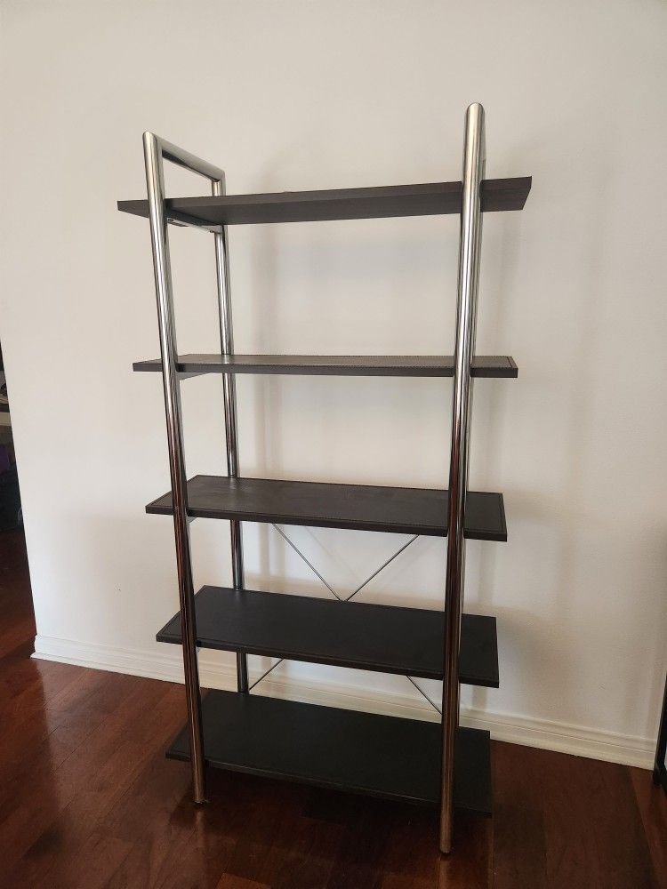 Modern Chrome And Faux Leather Shelves