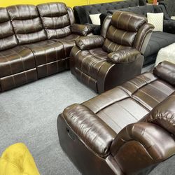 New In The Box 📦 Recliner Living Room Sofa Set 3pc - Delivery And Financing Available 
