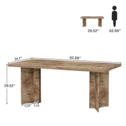 63-inch Executive Desk, Vintage Home Office Computer Desk with Large Tabletop, Farmhouse Wood